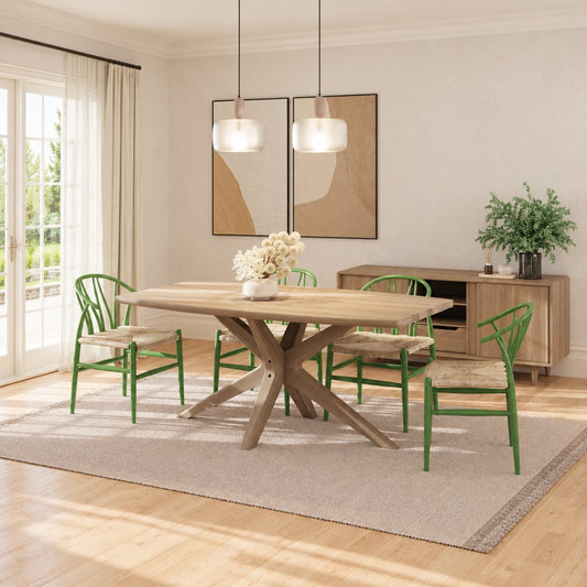 Carlton Furniture Bow Table with Pedestal Leg - Grey Oiled — lifestyle setting