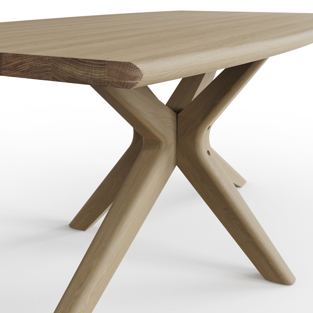 Carlton Furniture Bow Table with Pedestal Leg - Grey Oiled — tabletop edge and central pedestal detail