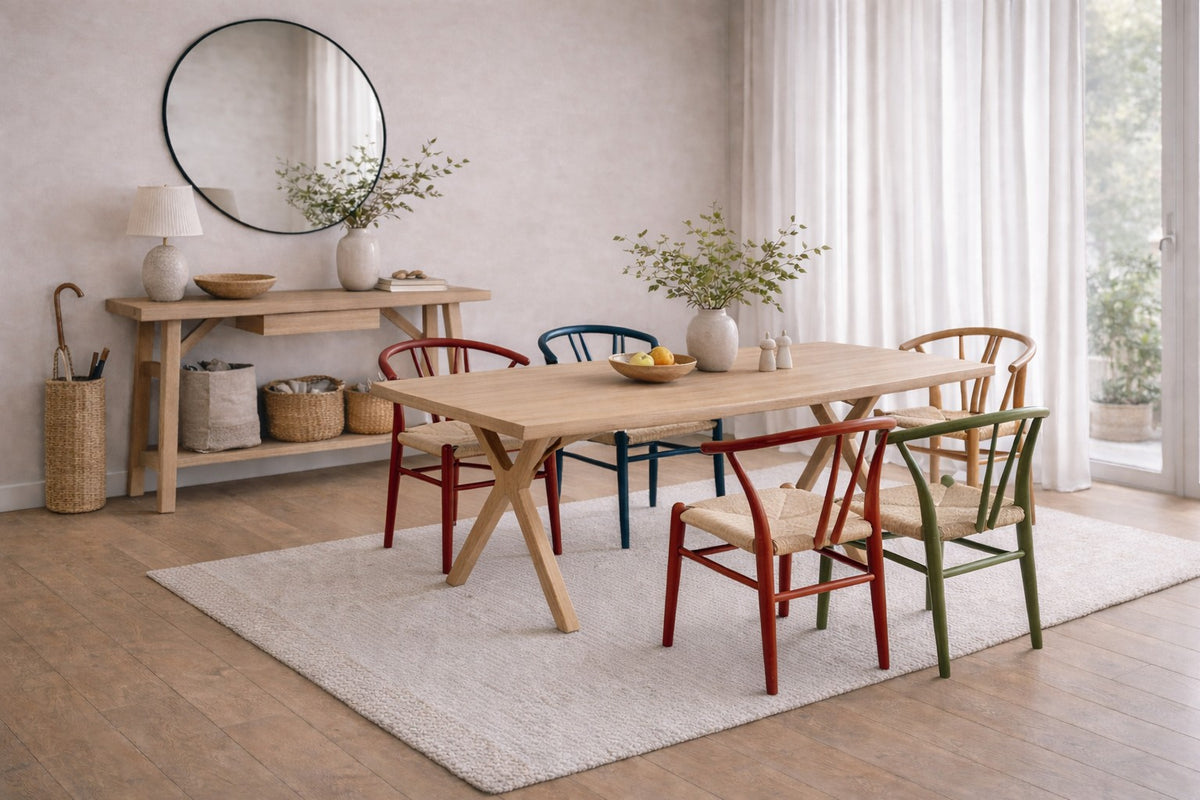 Carlton Furniture Bow Table X Leg - Grey Oiled — lifestyle setting