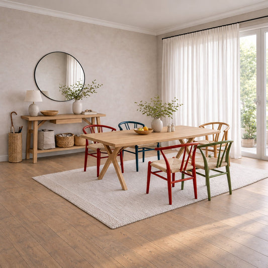 Carlton Furniture Bow Table X Leg - Grey Oiled — lifestyle setting