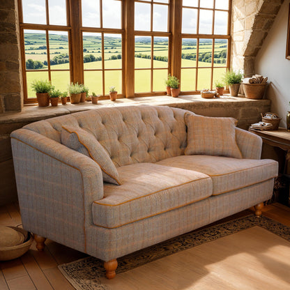 Carlton Furniture Buxton Club 2 Seater Sofa in Harrington Tweed Fellwood Lodge Natural Legs — lifestyle setting