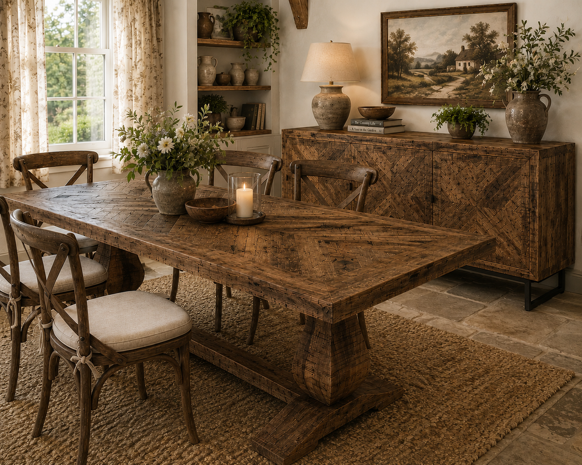 Carlton Furniture Charlbury Dining Table with Pondi Legs — lifestyle setting