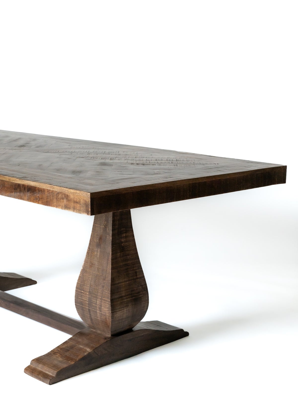 Carlton Furniture Charlbury Dining Table with Pondi Legs — tabletop and pedestal leg detail