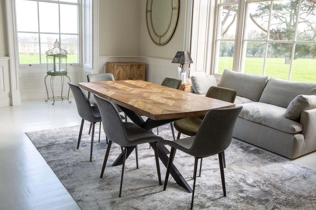Carlton Furniture Chevron Dining Table in Natural Finish — lifestyle setting