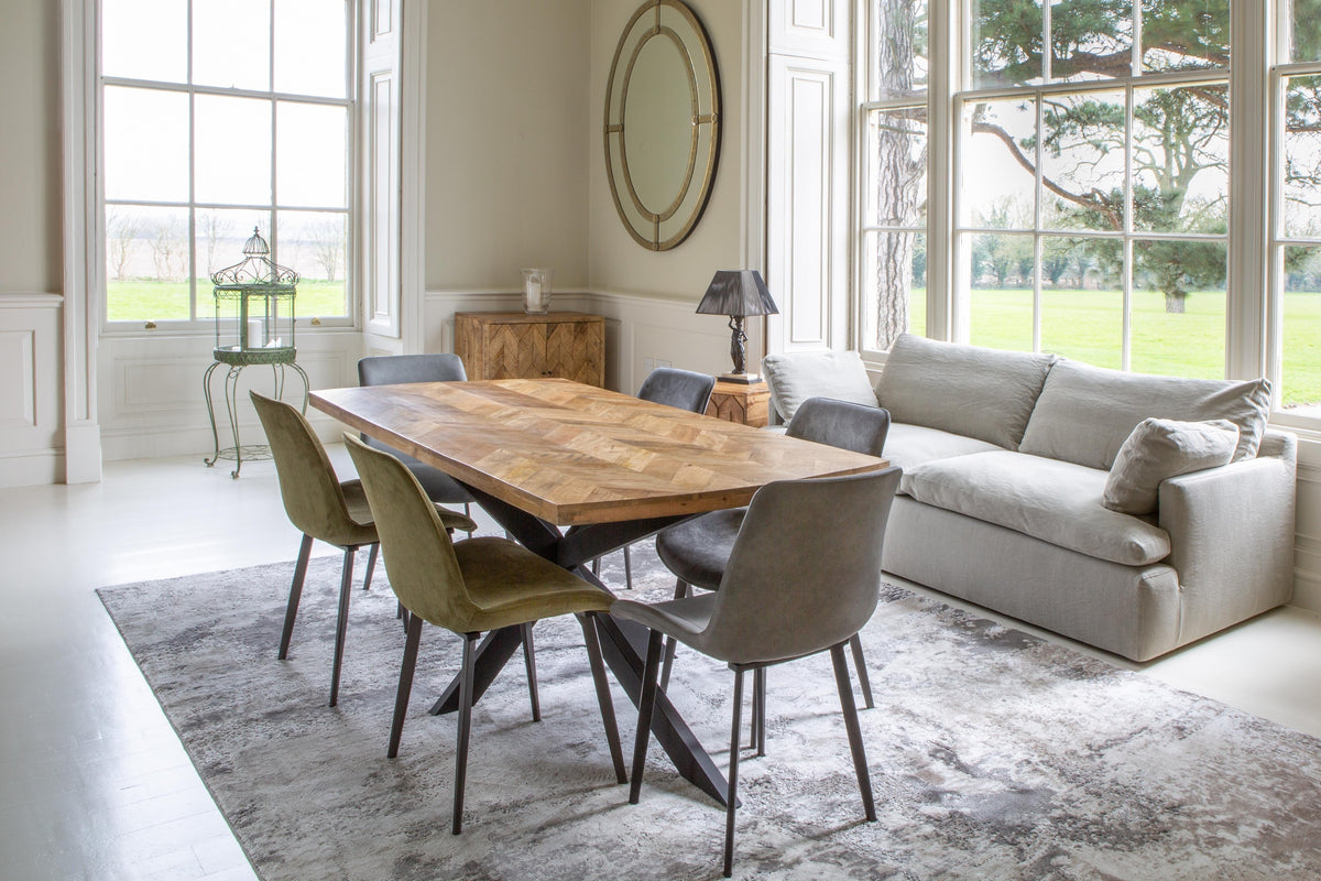 Carlton Furniture Chevron Dining Table in Natural Finish — lifestyle setting