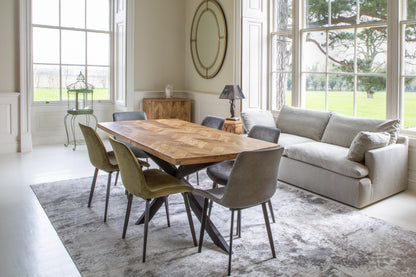 Carlton Furniture Chevron Dining Table in Natural Finish — lifestyle setting