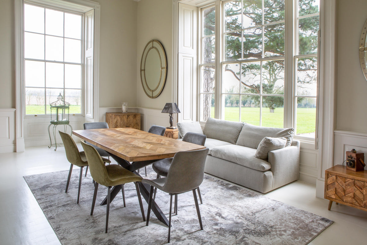 Carlton Furniture Chevron Dining Table in Natural Finish — lifestyle setting