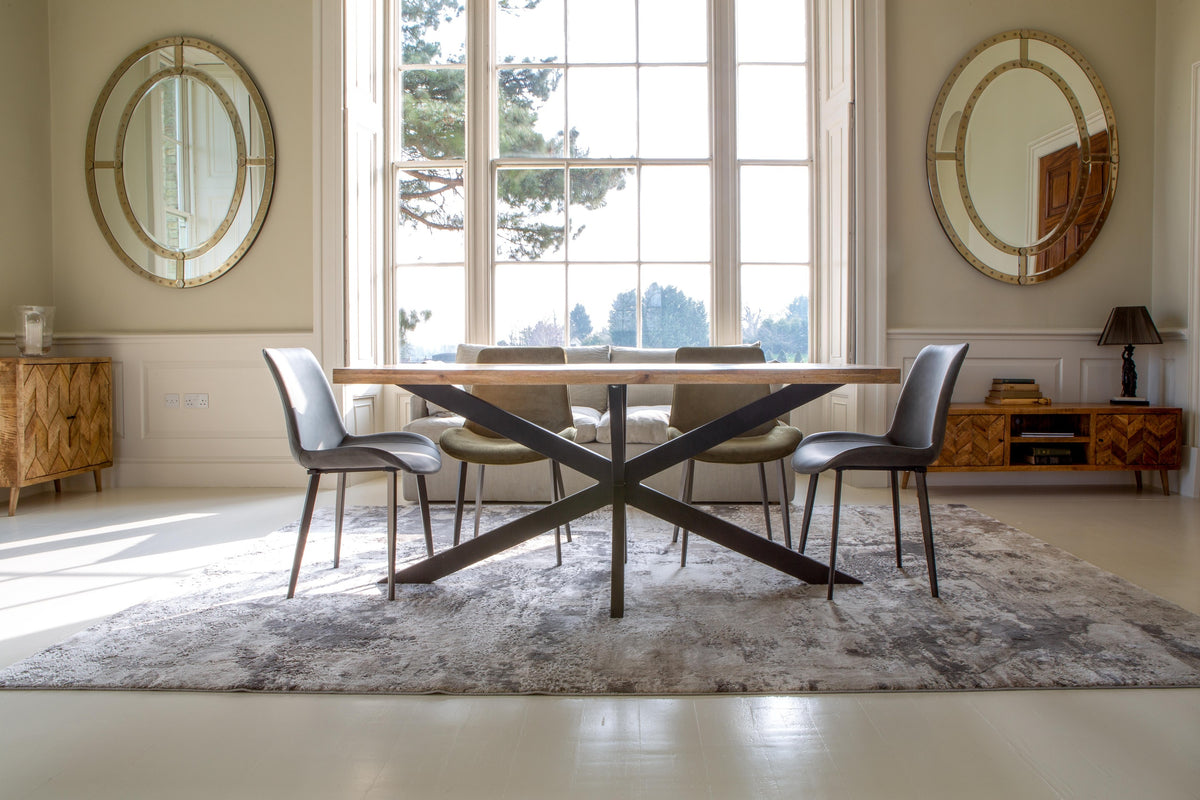 Carlton Furniture Chevron Dining Table in Natural Finish — lifestyle setting
