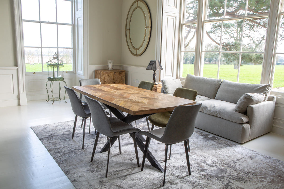 Carlton Furniture Chevron Dining Table in Natural Finish — lifestyle setting