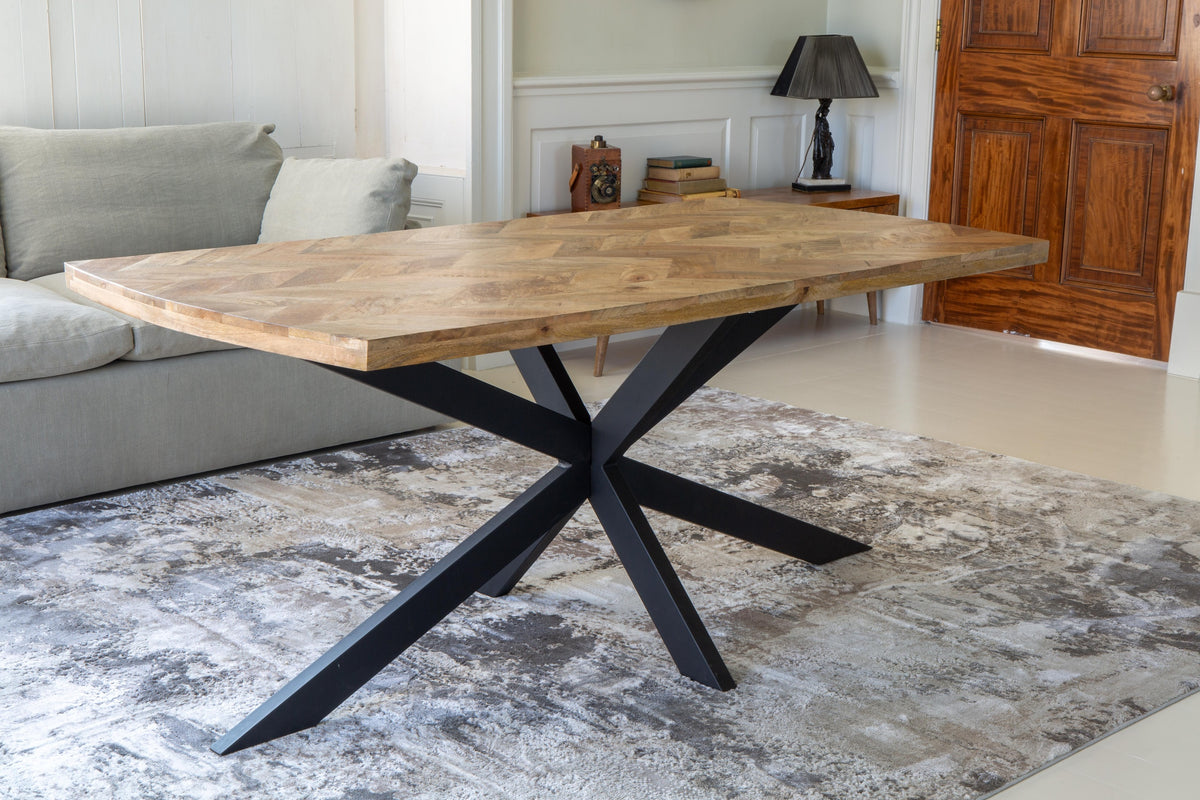 Carlton Furniture Chevron Dining Table in Natural Finish — lifestyle setting