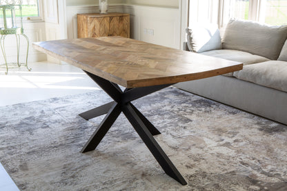 Carlton Furniture Chevron Dining Table in Natural Finish — lifestyle setting