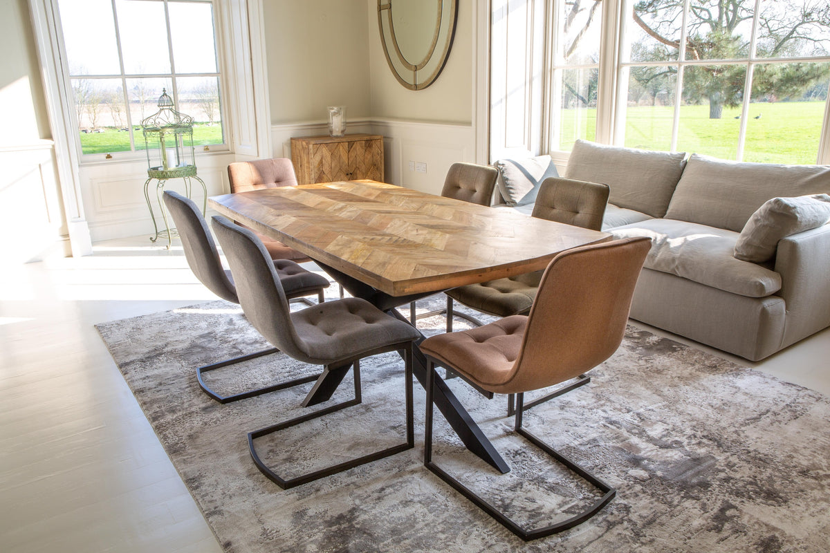 Carlton Furniture Chevron Dining Table in Natural Finish — lifestyle setting