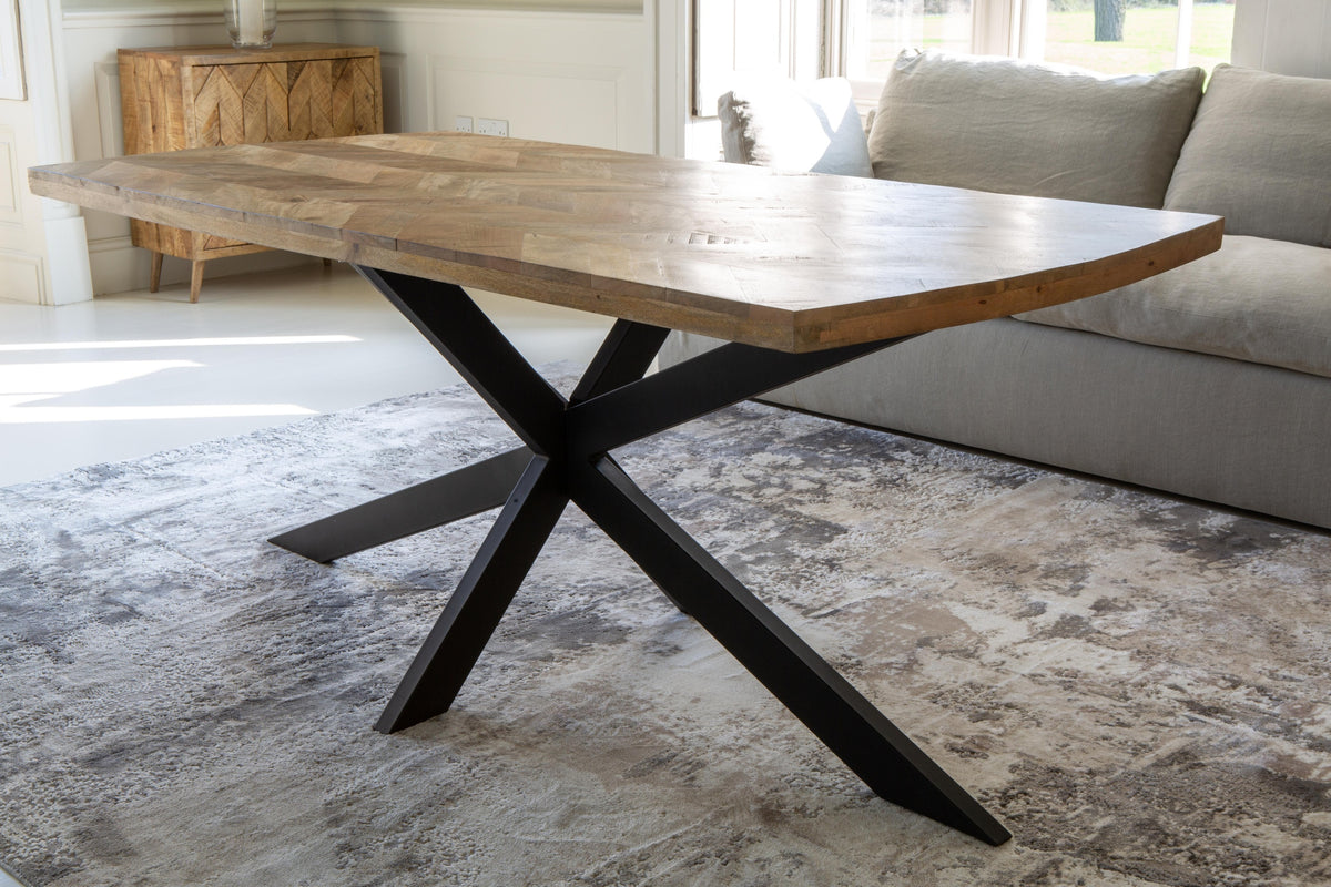Carlton Furniture Chevron Dining Table in Natural Finish — lifestyle setting