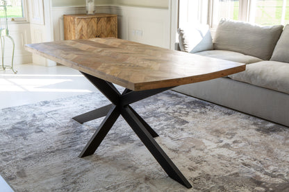 Carlton Furniture Chevron Dining Table in Natural Finish — lifestyle setting
