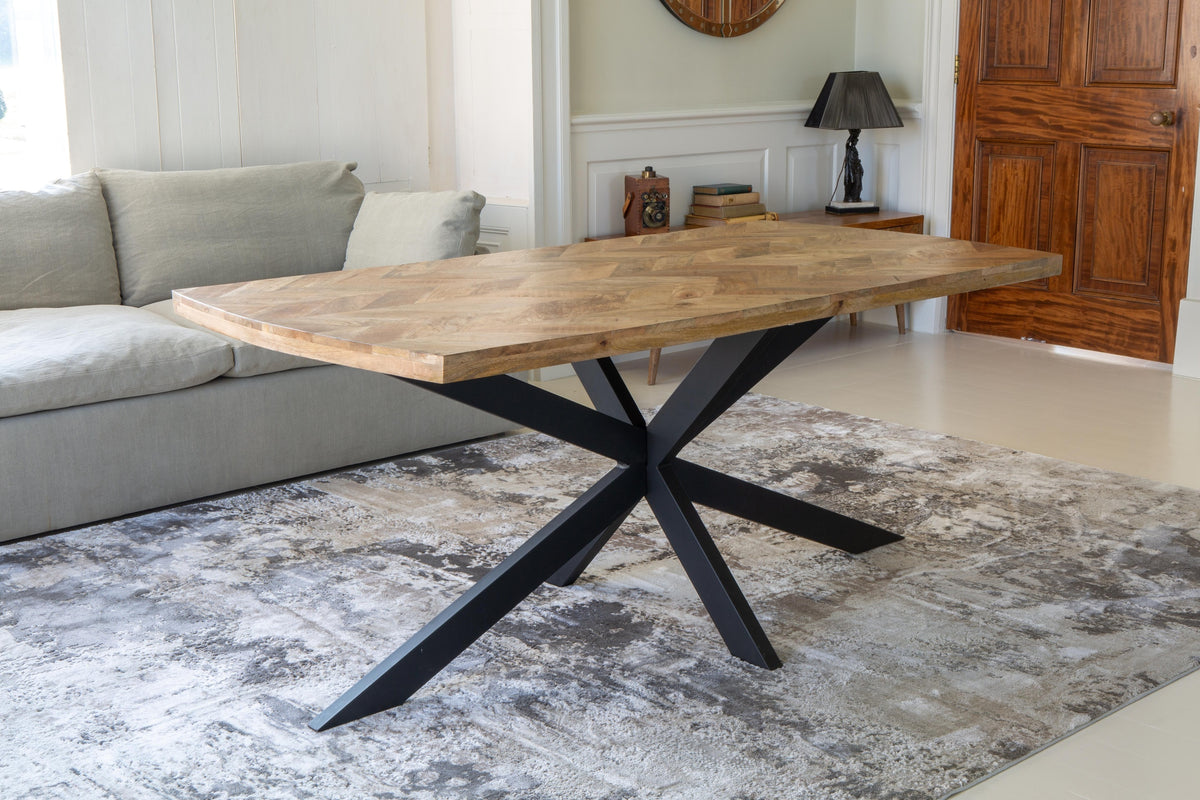 Carlton Furniture Chevron Dining Table in Natural Finish — lifestyle setting