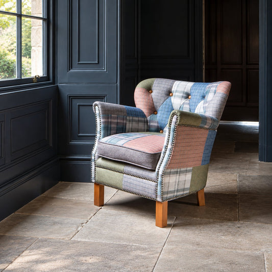 Carlton Furniture Dean Chair in Patchwork W10 Legs — lifestyle setting