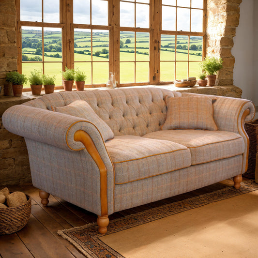 Carlton Furniture Edale 2 Seater Sofa in Harrington Tweed Fellwood Lodge Natural Legs — lifestyle setting