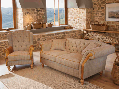 Carlton Furniture Edale 2 Seater Sofa in Harrington Tweed Fellwood Lodge Natural Legs — lifestyle setting