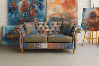 Carlton Furniture Edale 2 Seater Sofa in Patchwork Natural Legs — lifestyle setting