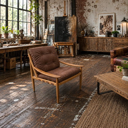Carlton Furniture Ellwood Leisure Armchair in Dark Brown Wax Nubuck shown in a room setting