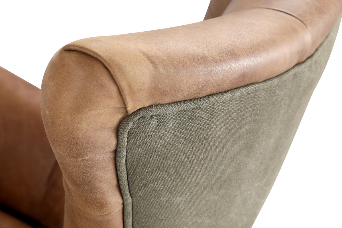 Carlton Furniture Fallon Chair in Leather — leather and outer fabric detail