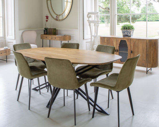 Carlton Furniture Fluted Range D - End Oval Dining Table Mango Wood with Spider X Leg — lifestyle setting