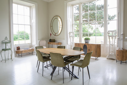 Carlton Furniture Fluted Range D - End Oval Dining Table Mango Wood with Spider X Leg — lifestyle setting