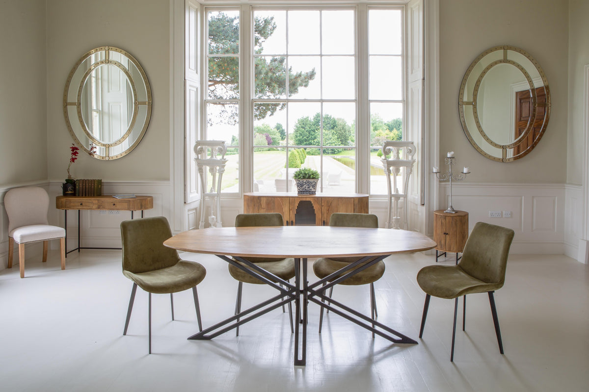 Carlton Furniture Fluted Range D - End Oval Dining Table Mango Wood with Spider X Leg — lifestyle setting
