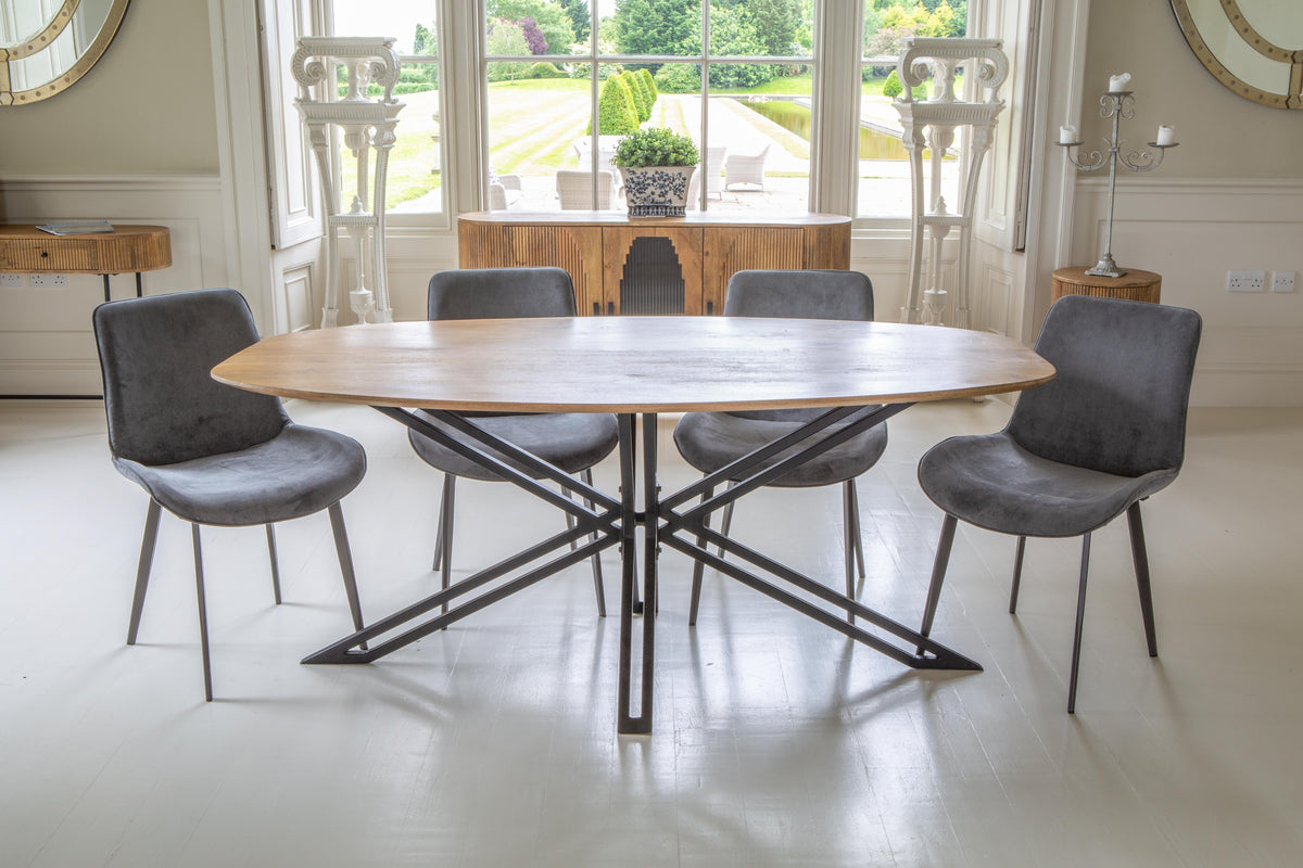 Carlton Furniture Fluted Range D - End Oval Dining Table Mango Wood with Spider X Leg — lifestyle setting