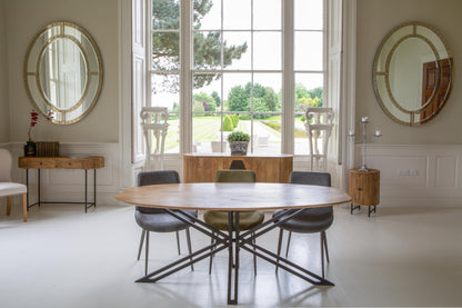 Carlton Furniture Fluted Range D - End Oval Dining Table Mango Wood with Spider X Leg — lifestyle setting