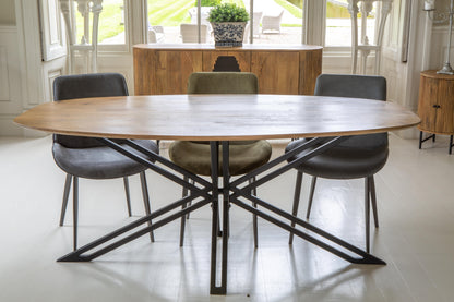 Carlton Furniture Fluted Range D - End Oval Dining Table Mango Wood with Spider X Leg — lifestyle setting