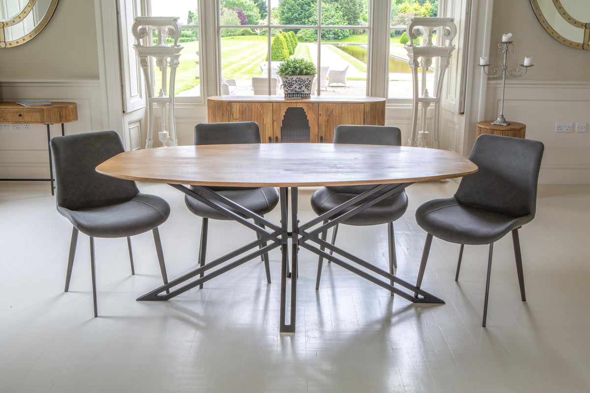 Carlton Furniture Fluted Range D - End Oval Dining Table Mango Wood with Spider X Leg — lifestyle setting