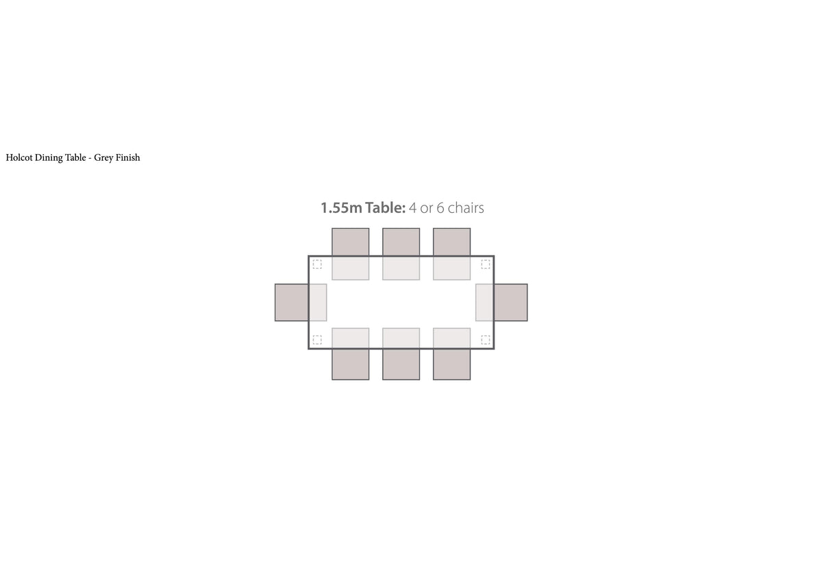 Carlton Furniture Holcot Rectangular Dining Table in Grey - supplier diagram showing table seating positions