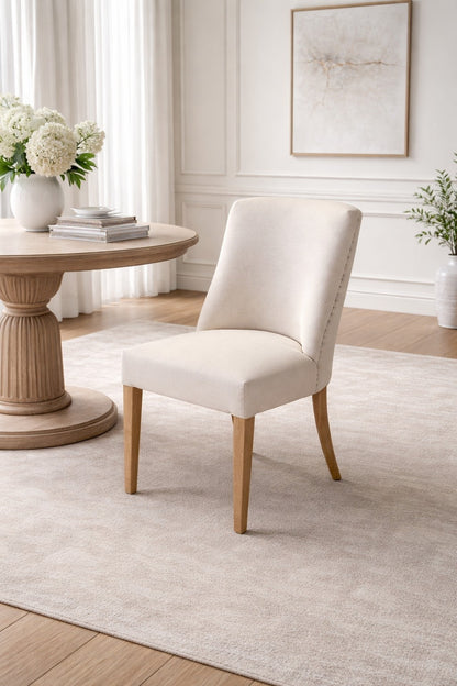 Carlton Furniture Huron Chair Natural Linen — lifestyle setting
