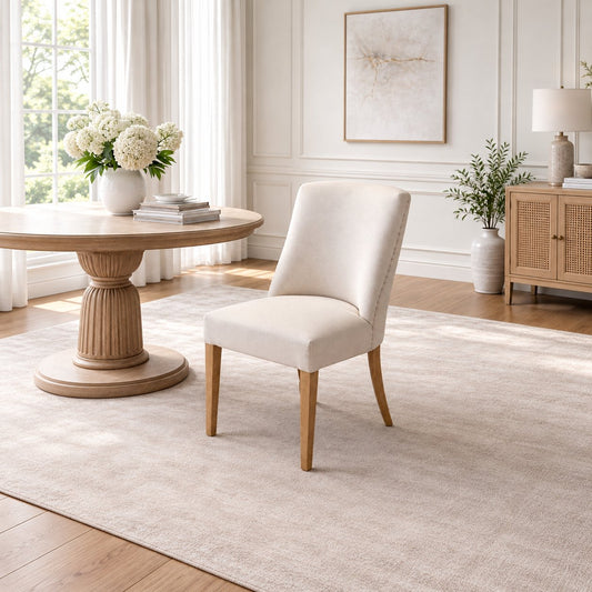 Carlton Furniture Huron Chair Natural Linen — lifestyle setting