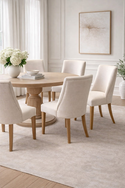 Carlton Furniture Huron Chair Natural Linen — lifestyle setting