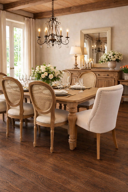 Carlton Furniture Huron Chair Natural Linen — lifestyle setting