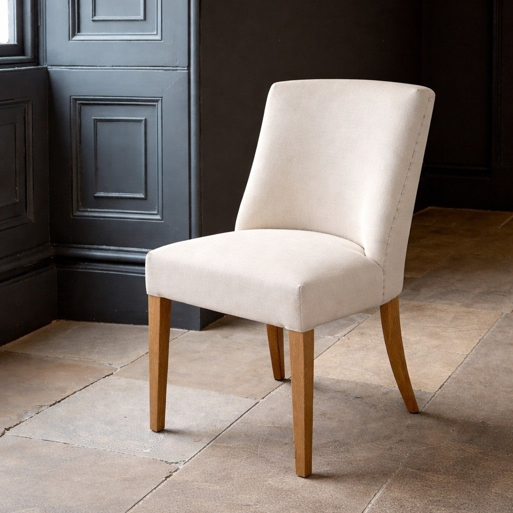 Carlton Furniture Huron Chair Natural Linen — lifestyle setting