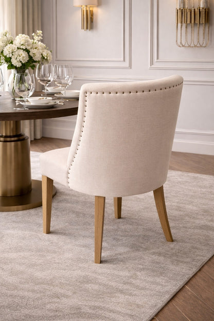 Carlton Furniture Huron Chair Natural Linen — lifestyle setting