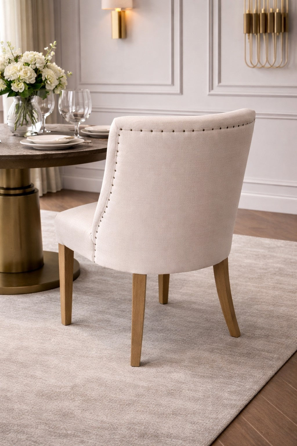 Carlton Furniture Huron Chair Natural Linen — lifestyle setting