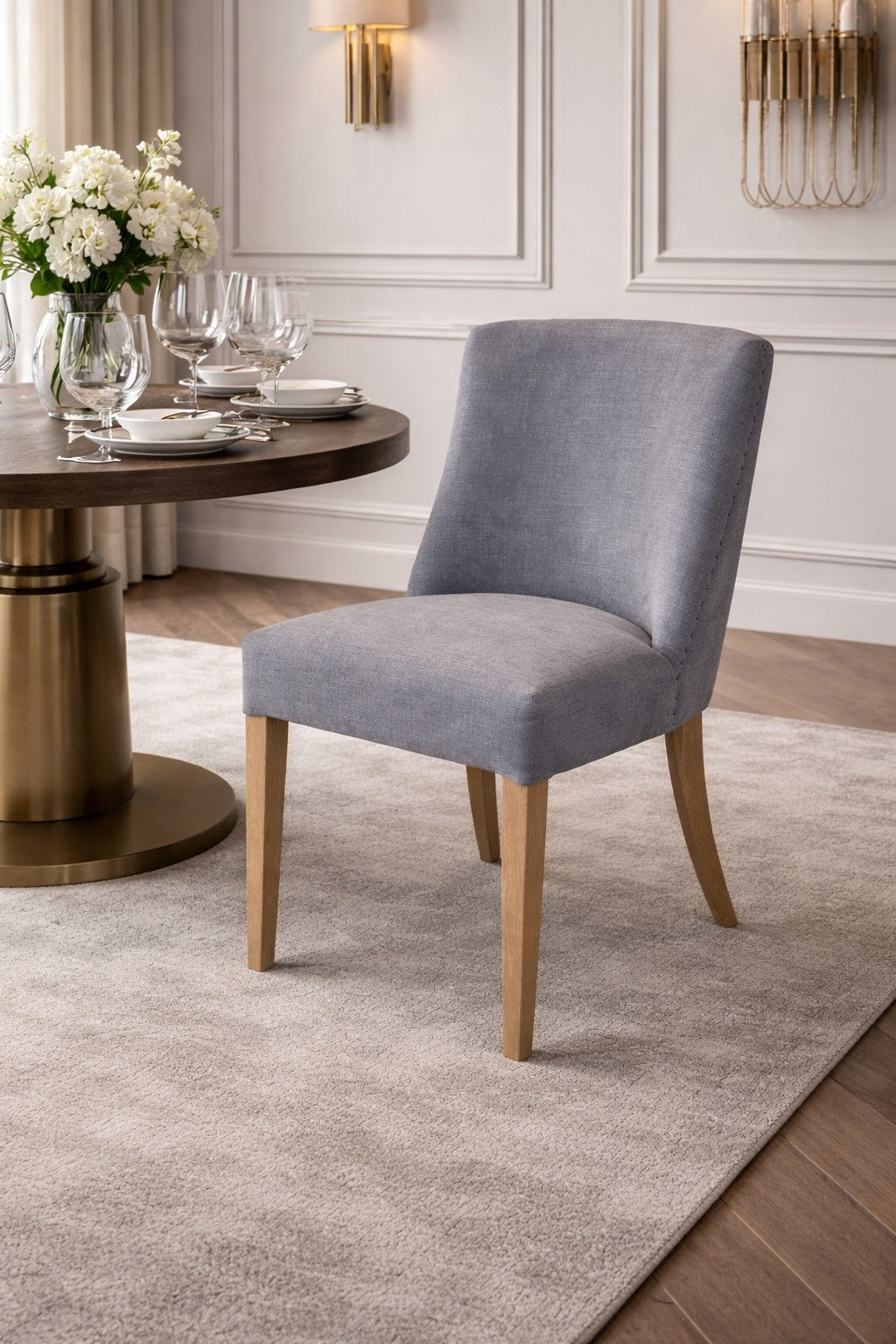 Carlton Furniture Huron Chair Smoke Linen — lifestyle setting