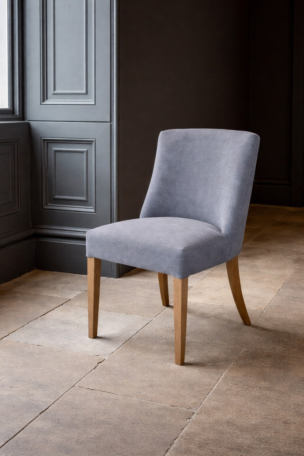 Carlton Furniture Huron Chair Smoke Linen — lifestyle setting