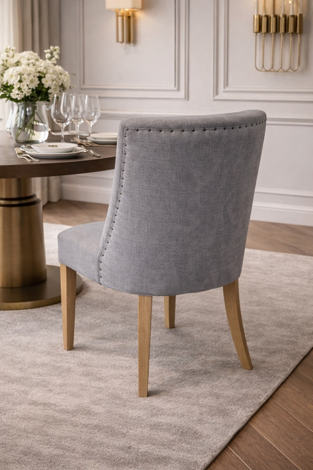 Carlton Furniture Huron Chair Smoke Linen — lifestyle setting