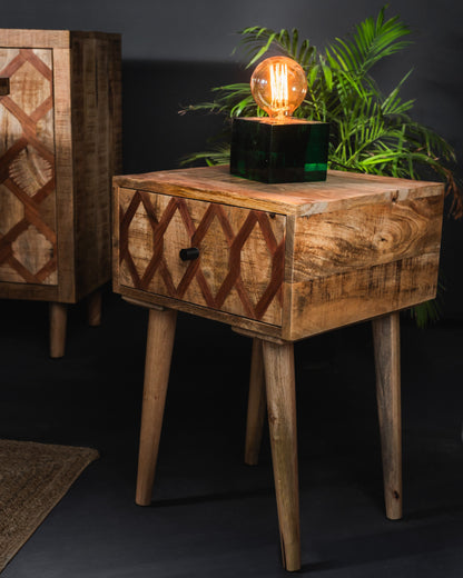 Carlton Furniture Ikat - Antique 1 Drawer Lamp Table with wooden legs — lifestyle setting