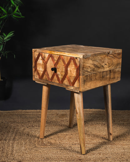 Carlton Furniture Ikat - Antique 1 Drawer Lamp Table with wooden legs — product view