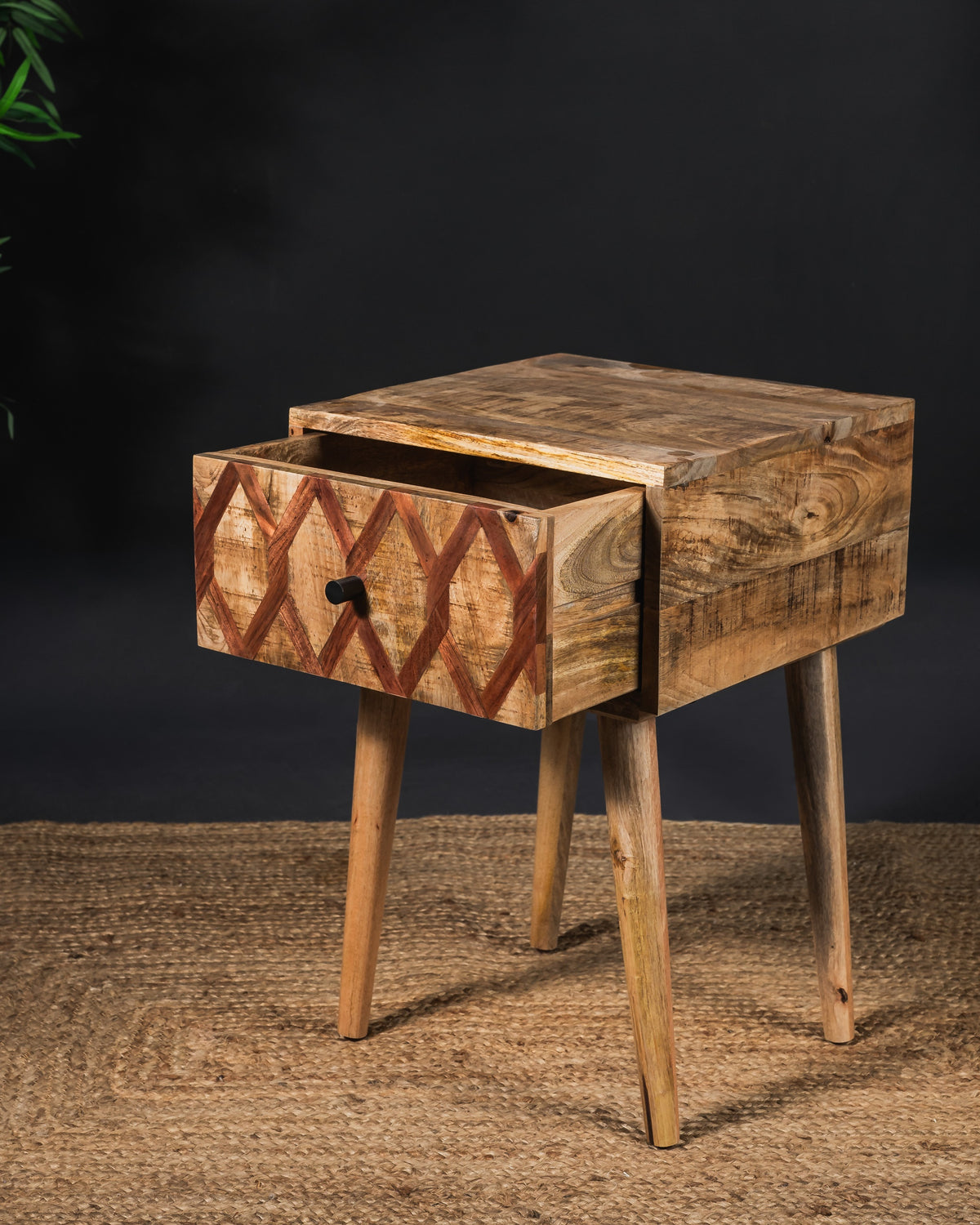 Carlton Furniture Ikat - Antique 1 Drawer Lamp Table with wooden legs — product view