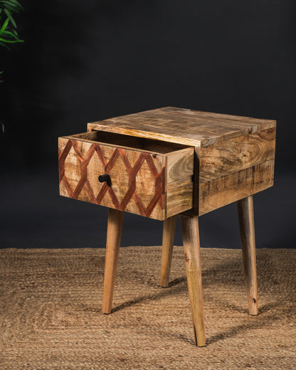 Carlton Furniture Ikat - Antique 1 Drawer Lamp Table with wooden legs — product view