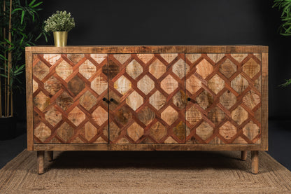 Carlton Furniture Ikat Antique 3 Door Sideboard with Wooden Legs — lifestyle setting
