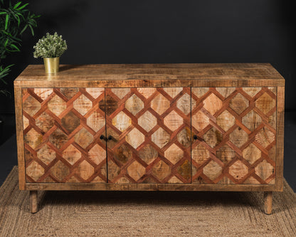 Carlton Furniture Ikat Antique 3 Door Sideboard with Wooden Legs — lifestyle setting