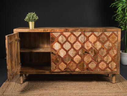Carlton Furniture Ikat Antique 3 Door Sideboard with Wooden Legs — lifestyle setting